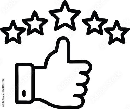 customer review icon in line style, quality rating vector illustration isolated on white background, feedback, five stars business concept, editable stroke,