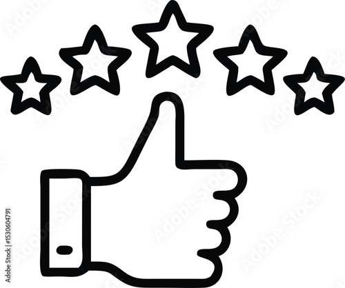 customer review icon in line style, quality rating vector illustration isolated on white background, feedback, five stars business concept, editable stroke,