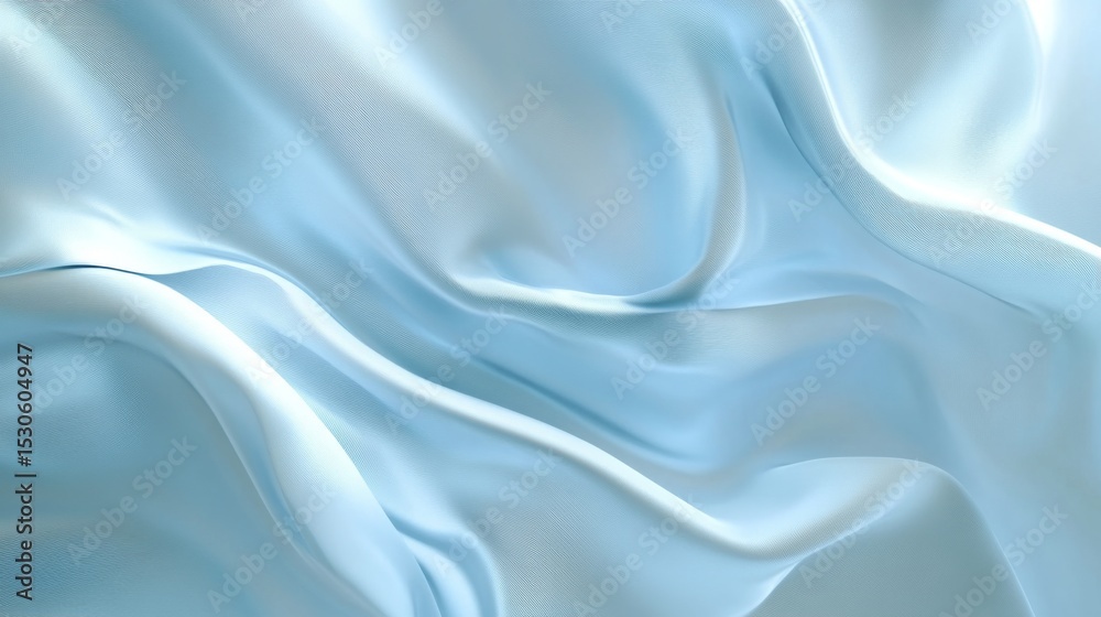 Naklejka premium Soft blue silk fabric draping elegantly with gentle waves creating a serene and calming appearance