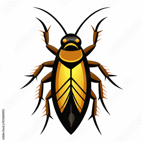 Isolated Cockroach Logo Design on White Background for Pest Control or Insect Related Business Branding and Graphic Design Elements