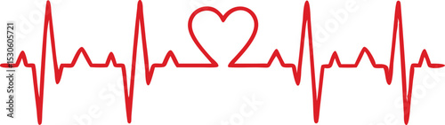 Heart beat monitor pulse line icon, vector illustration