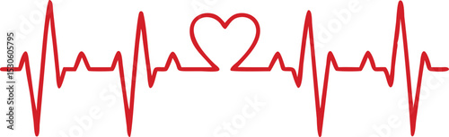 Heart beat monitor pulse line icon, vector illustration