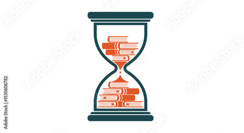 Hourglass filled with stacked books