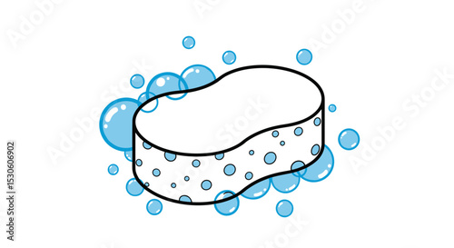Sponge with bubbles on white background