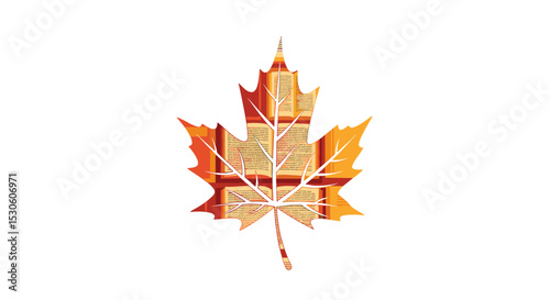 Autumn leaf with book pages background