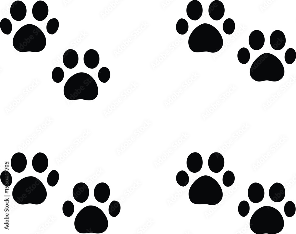 Fototapeta premium Dog or cat footprint vector icon illustration, animal paw print isolated on white background