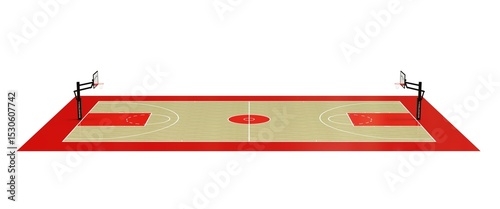 terrain de basket ball vu de côté - rendu 3D