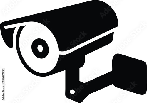 Black icon illustration for cctv camera, vector Illustration, isolated on white background