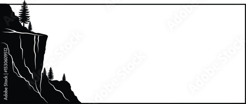 Majestic Cliffside Frame A Dramatic Vector Illustration of a Mountainous Landscape