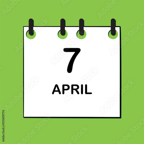 April 7. Daily Calendar icon for design. Simple design for business brochure, flyer, print media, advertisement. Easily editable.