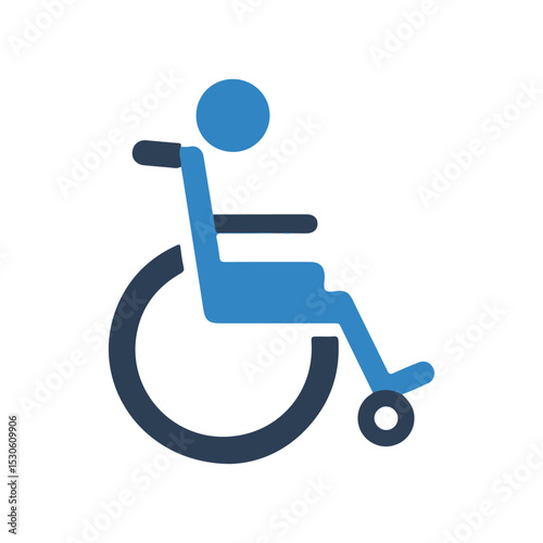 flat vector icon of health and medical equipment, wheelchair, suitable for design and infographic applications