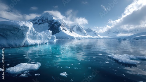 Antarctic Icebergs Reflecting Sunlight