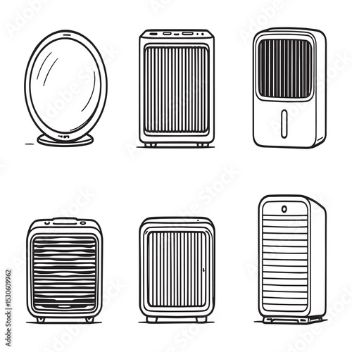 Minimalist vector drawing of electronic air purifier device