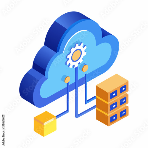 3D Cloud Technology Icon Rendering with Isolated Background Representing Modern Computing Data Storage and Network Infrastructure in a Clean and