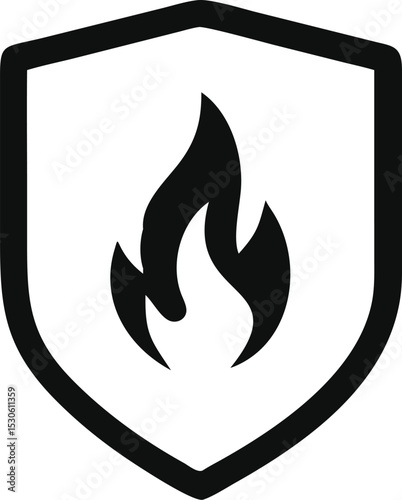 Shield with fire sign. Vector fire shield. Vector shield icon. Protection icon. Shield vector icon.