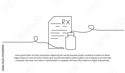 One line medical paper. Abstract minimal continuous line.