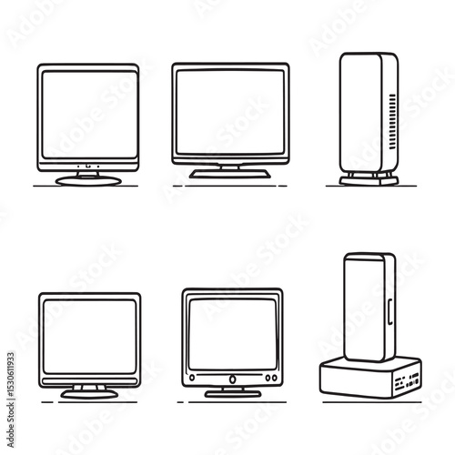 Minimalistic cable TV box outline icon drawing vector