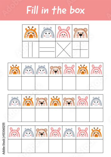 Logical games, educational activities for kids in kindergarten. Training focus, attention, concentration, teachers resources, materials. Toddler busy book page. Printable education worksheets for kids