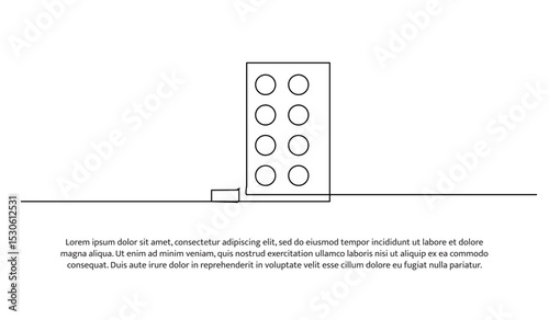 One line tablet capsule. Abstract minimal continuous line.