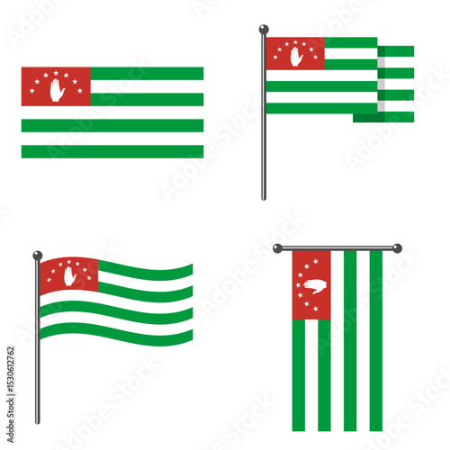 Flag of Abkhazia. Abkhazia flag official color and scale digital vector illustration design. Waving flag. Hanging flag.