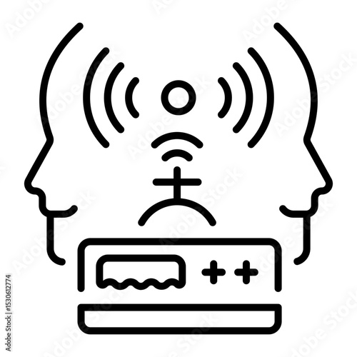 An outline style icon representing brain signals 