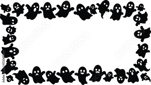 Spooky Ghost Frame A Vector Illustration of Cute Halloween Ghosts Forming a Border