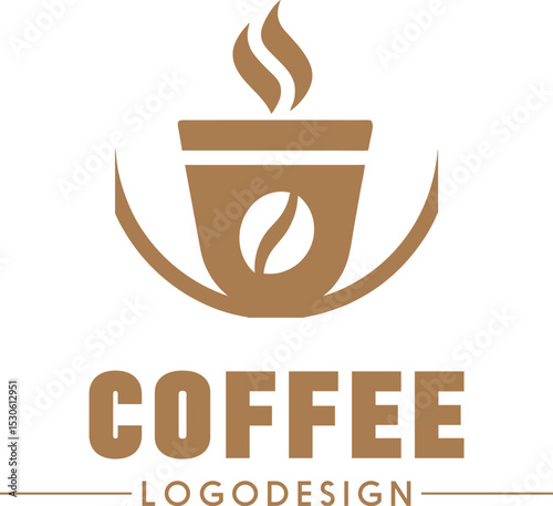 Coffee logotype icon design for café branding, coffee shop symbol, hot drink cup logo, minimal espresso emblem illustration