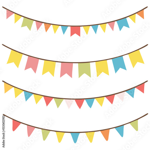 Carnival garland with flags. Decorative colorful party pennants for birthday celebration,