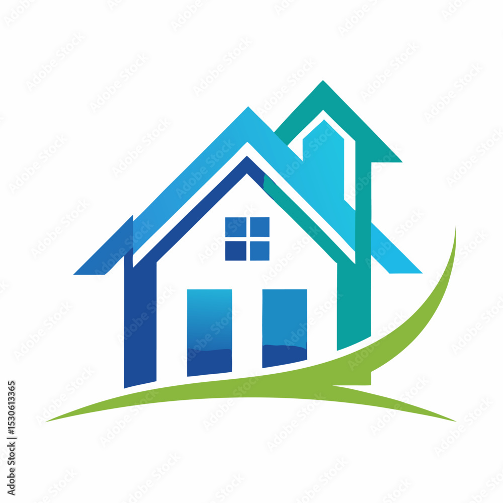 Modern Blue House Logo Design for Real Estate Architecture or Home Improvement Businesses with Clean Lines and Professional Aesthetic Modern Blue House Logo Design for Real Estate Architecture or Home Improvement Businesses with Clean Lines and Professional Aesthetic