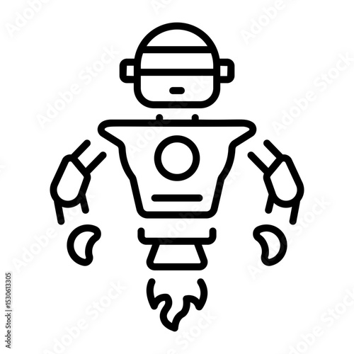 A linear style icon showing fly robot 