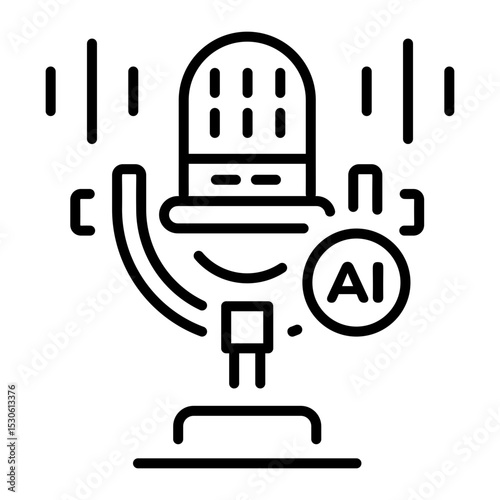 A linear style icon showing ai speech 