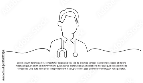 One line a male doctor. Abstract minimal continuous line.