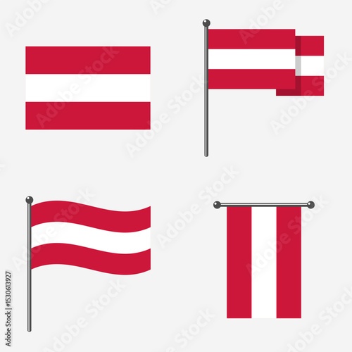 Flag of Austria. Austria flag official color and scale digital vector illustration design. Waving flag. Hanging flag.