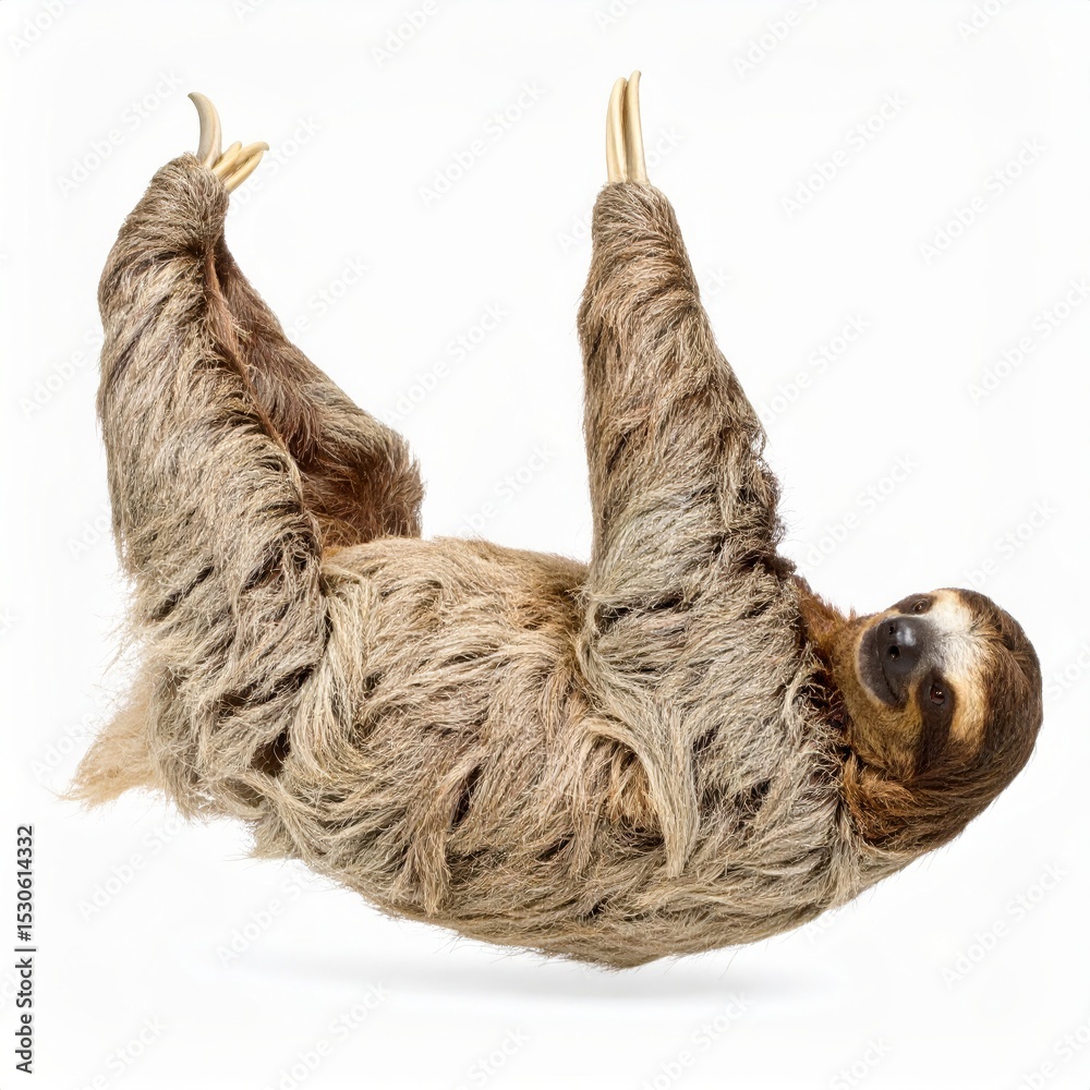 Obraz premium Flexible sloth over white background, no shadow
