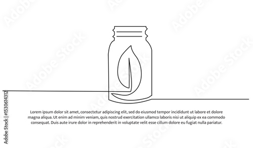 One line medicine in a bottle. Abstract minimal continuous line.