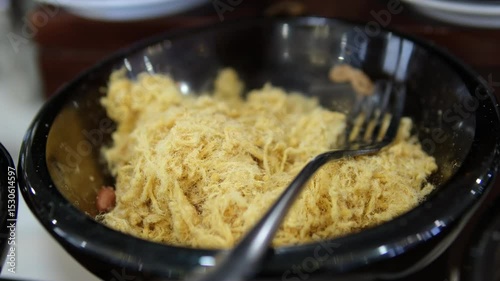 Dried shredded pork rotate background. High quality 4k footage
