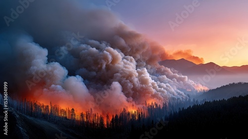 Forest Fire at Sunset
