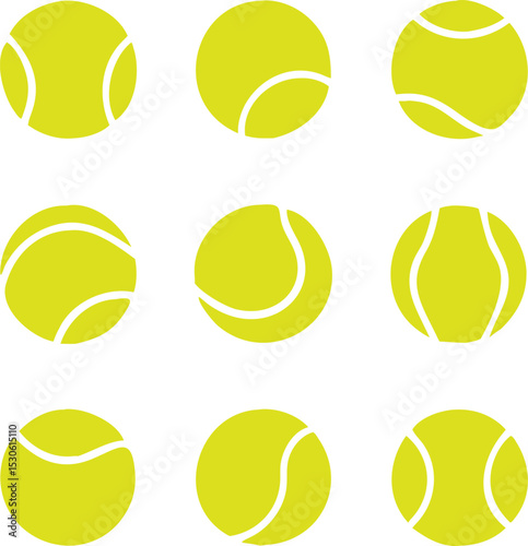Tennis ball icon set isolated on white background. Tennis ball sport collection. Vector illustration.