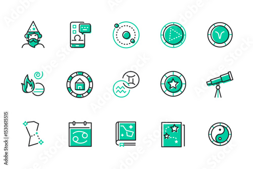 Astrology - set of line design style icons