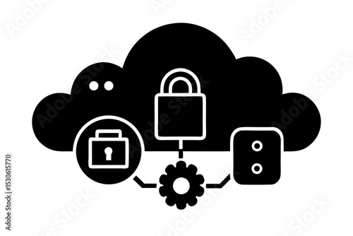 Cloud Computing Concept: Central Cloud with Devices, Security & Data Integration