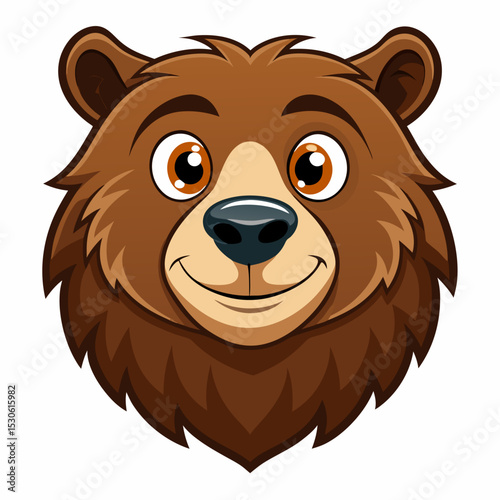 Cartoon Grizzly Bear Head Illustration A friendly front facing grizzly bear cartoon head on a clean white background perfect for