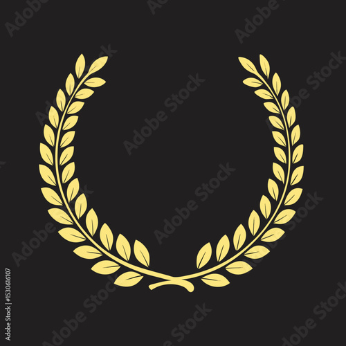 realistic golden vector laurel wreaths on black background. wreaths depicting an award, heraldry, achievement, victory, winner, ornate, cinema festival, Vector icon illustration.