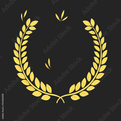 realistic golden vector laurel wreaths on black background. wreaths depicting an award, heraldry, achievement, victory, winner, ornate, cinema festival, Vector icon illustration.