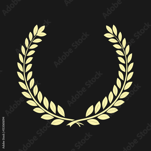 realistic golden vector laurel wreaths on black background. wreaths depicting an award, heraldry, achievement, victory, winner, ornate, cinema festival, Vector icon illustration.