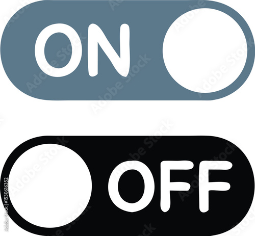 On and Off Toggle Switch Buttons, with Modern Devices User Interface, vector icon Illustration