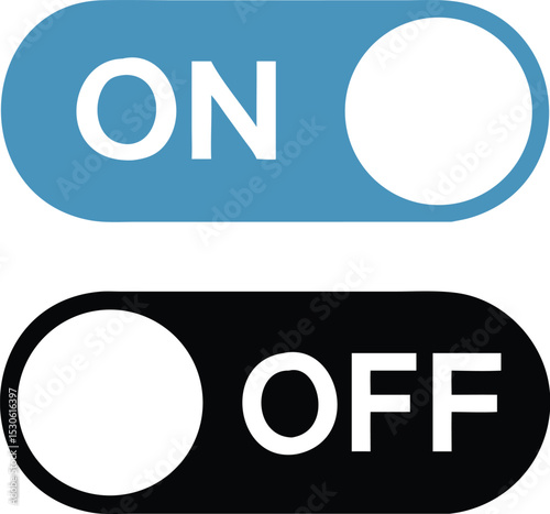 On and Off Toggle Switch Buttons, with Modern Devices User Interface, vector icon Illustration