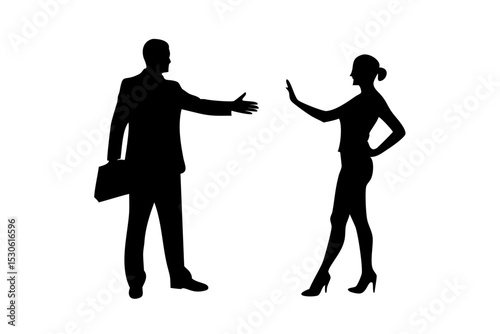 Black silhouette vector illustration of a new employee in business context