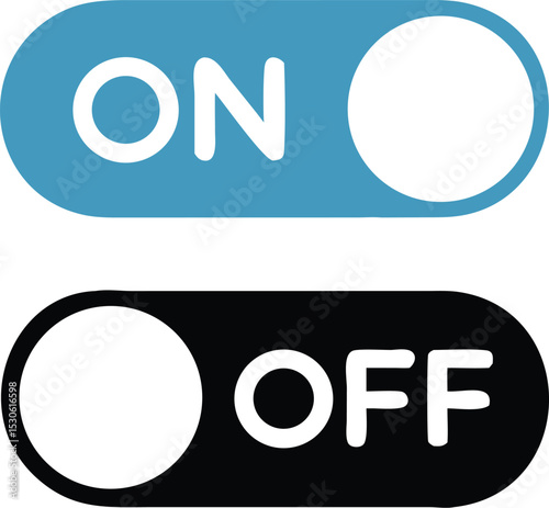 On and Off Toggle Switch Buttons, with Modern Devices User Interface, vector icon Illustration