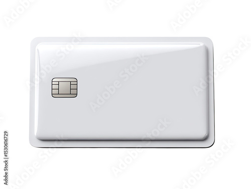 Credit Card: An eye-level shot of a pristine, blank credit card, presenting a clean, modern aesthetic with a focus on technology, finance, and security.