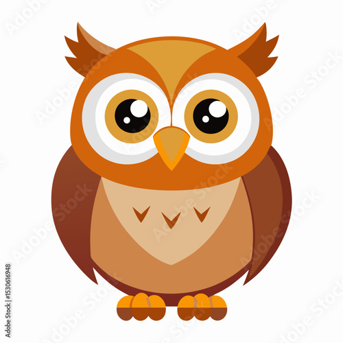 Cartoon owl illustration with big eyes simple vector design isolated on a white background suitable for children s book or